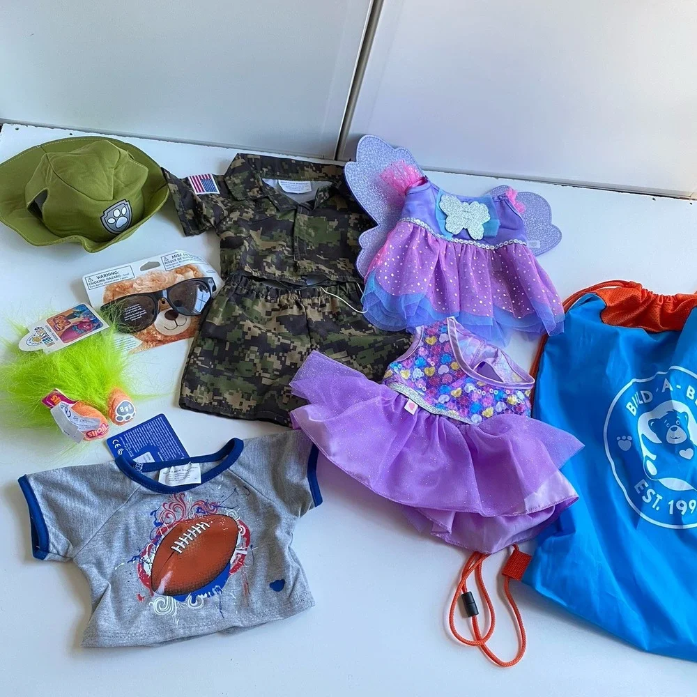 Build a Bear Boys‎ Girls Clothing Lot Sports Army Sunglasses Fairy Dress Bag
